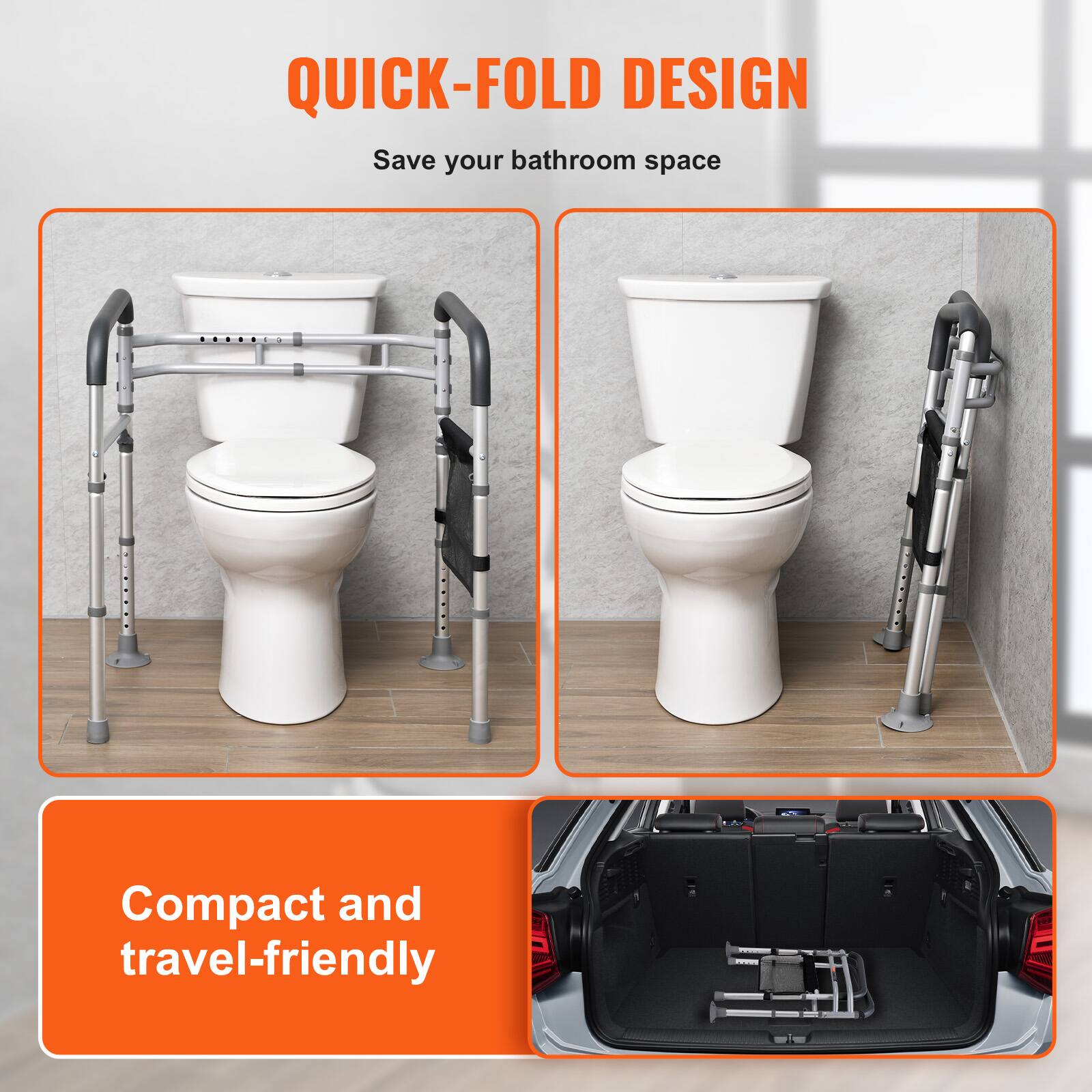 QUICK-FOLD DESIGN
Save your bathroom space
Compact and travel-friendly