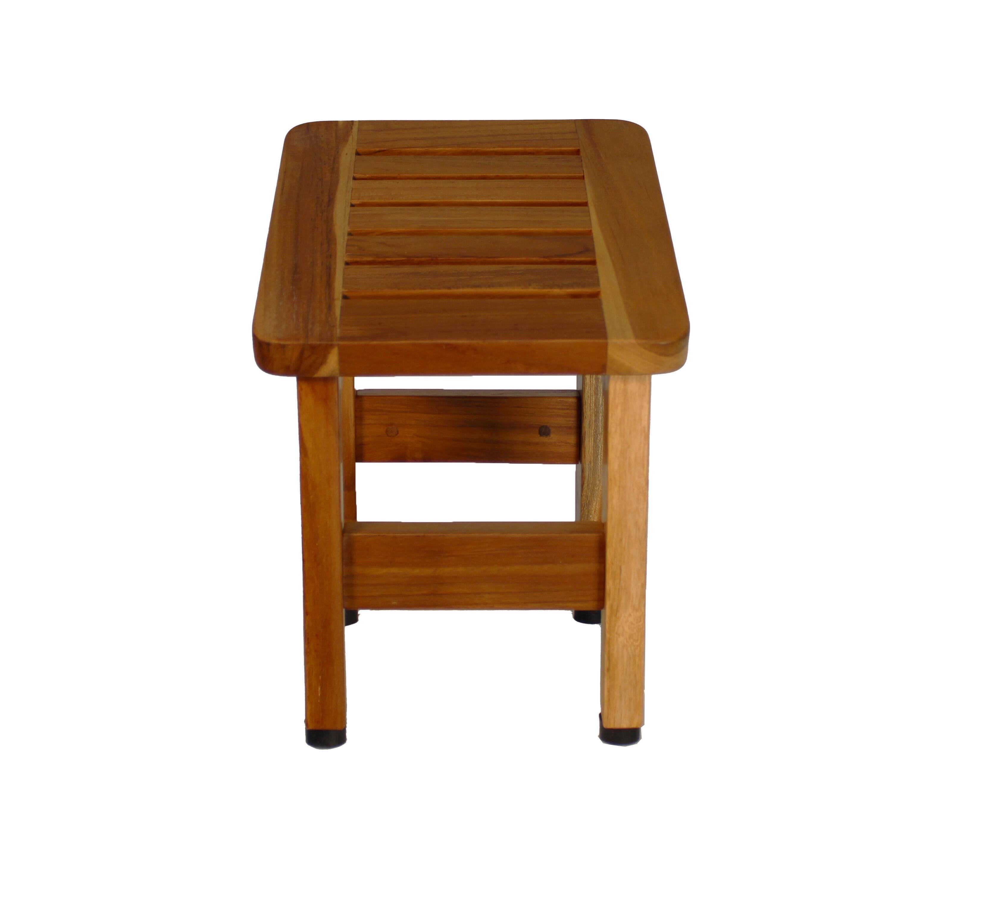 Left. EcoDecors - EcoDecors Eleganto® 12” Tall Compact Teak Shaving Foot Rest - EarthyTeak.