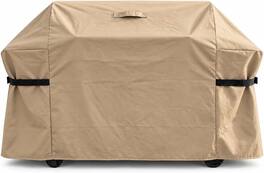 KHOMO GEAR - Grill Cover 64 Inch Waterproof, Heavy Duty BBQ Gas Grill Cover with Air Vents and Tool Pocket - 64"W x 24"D x 44"H - Brown