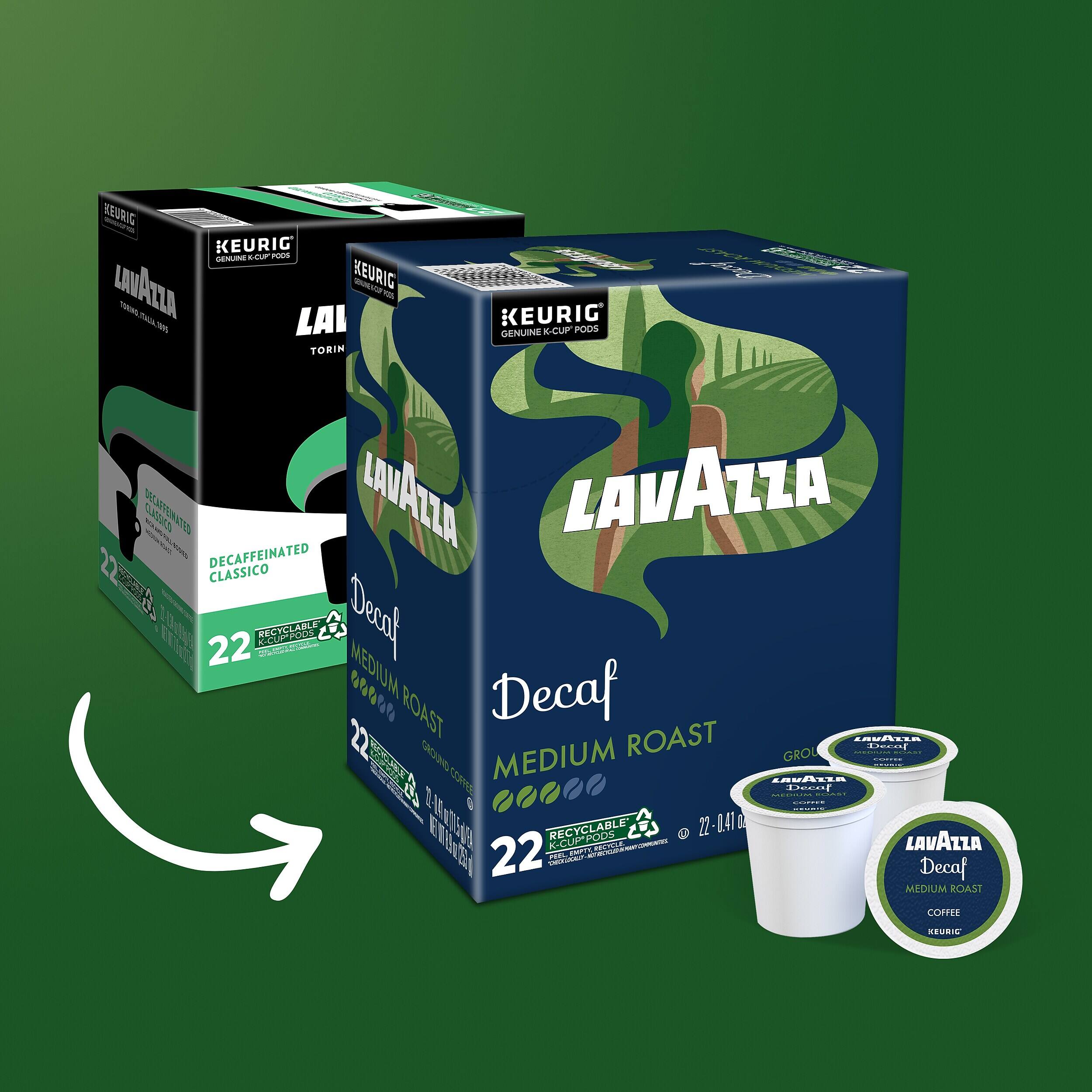 KEURIG GENUINE K-CUP PODS CLASSICS 1 - 10 LAVAZZA LAVAZZA DECAFFEINATED 22 CLASSICO Decaf TO1E 1 ET MEC RECYCLABLE 4 POOS 22 | MEDIUM 00000 Decaf 222 ROAST ROAST APPWLL Ficcart 0 MEDIUM GROU SR20 CONEE rruni L pani D1 EN 713 RECYCLABLE 22-0.41 22 0 K-CUPPODE 6 W021 KICL ... T - LAVAZZA 22 TM AT VETUET Decaf MEDIUM ROAST COPFF