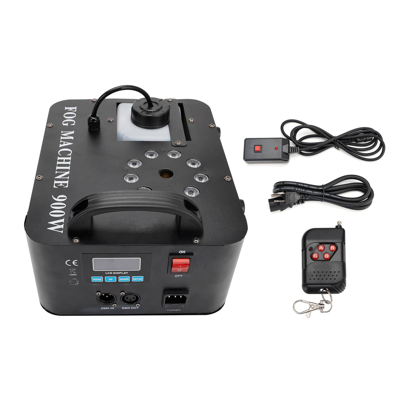 FOG MACHINE 900W  
LCD DISPLAY  
ON/OFF  
DMX IN  
DMX OUT  
POWER IN  
CE  
IMK  
HPF