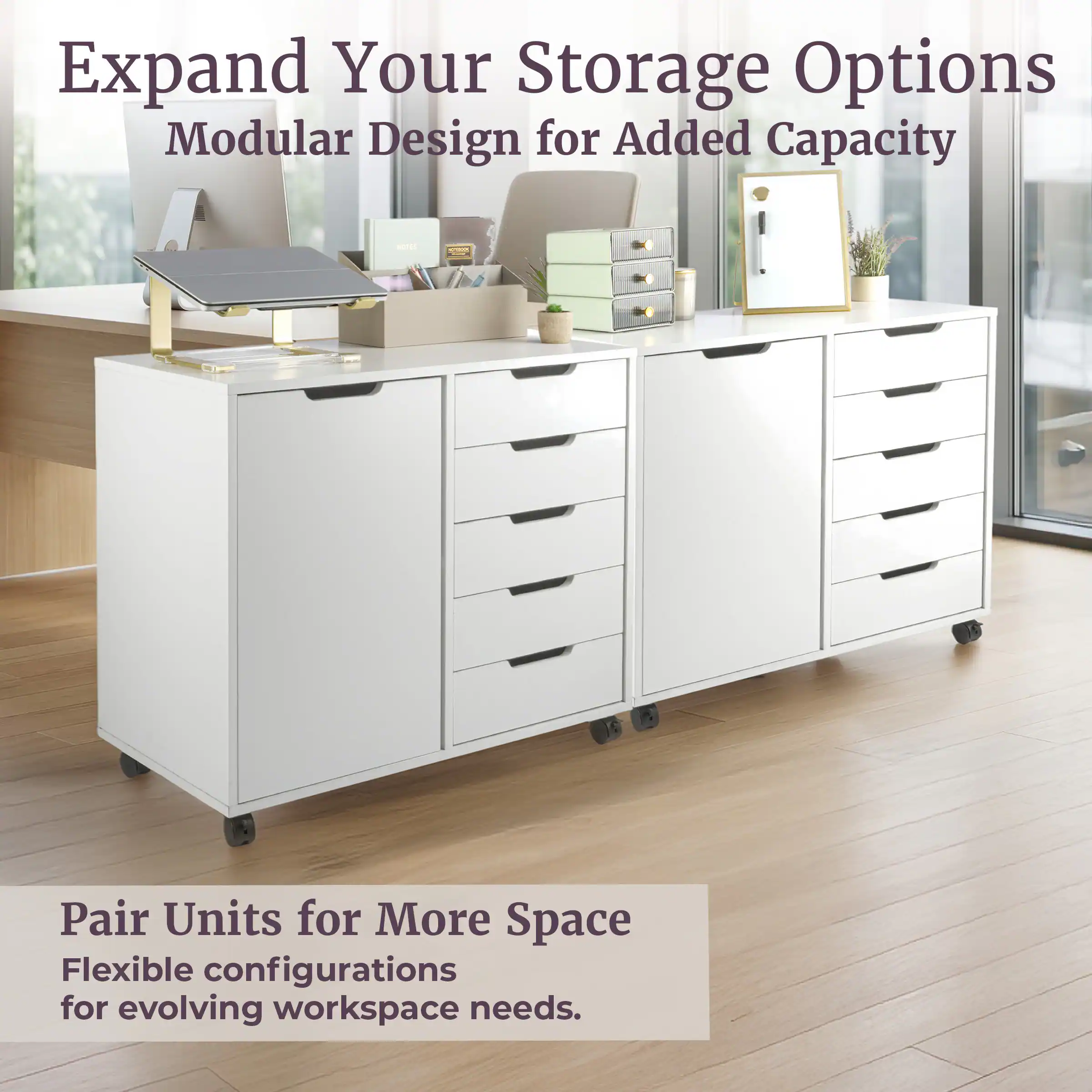 Expand Your Storage Options  
Modular Design for Added Capacity  

Pair Units for More Space  
Flexible configurations for evolving workspace needs.