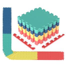 Gymax - 54 Pack Interlocking EVA Foam Floor Tiles 2/5 Inch Thick Puzzle Exercise Mats - Multicolor
