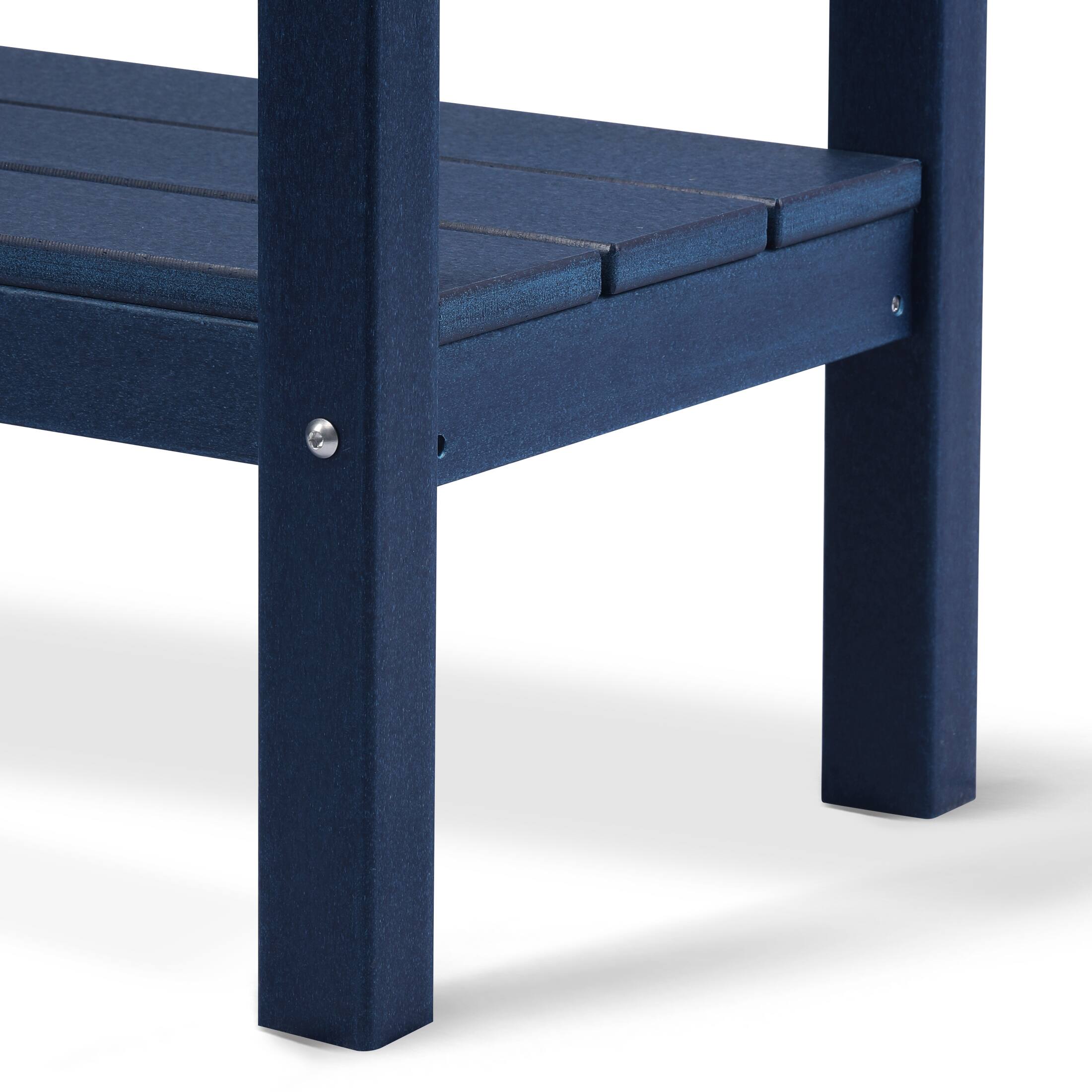Alt View 4. WestinTrends - WestinTrends Malibu 55" Outdoor Patio HDPE Adirondack 2-Tier Shelf Console Table - Navy Blue.