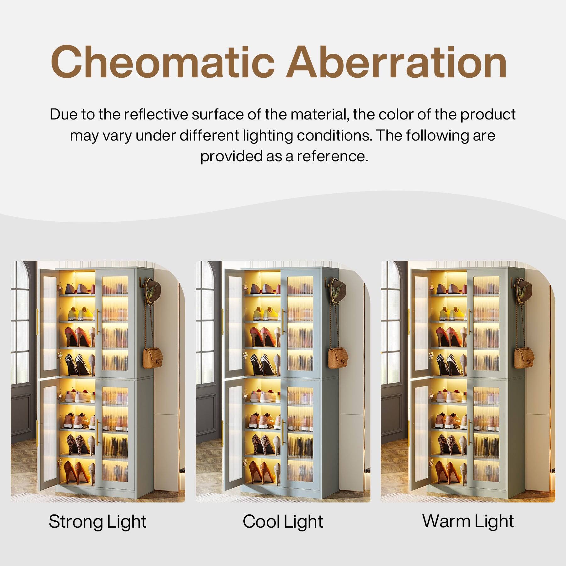 Cheomatic Aberration

Due to the reflective surface of the material, the color of the product may vary under different lighting conditions. The following are provided as a reference.

Strong Light  
Cool Light  
Warm Light