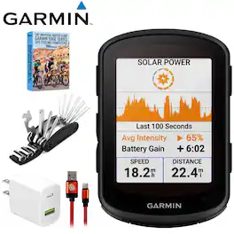 Garmin - Edge 840 Solar, GPS Cycling Computer, Device Only +Deco Gear Master Guide Bundle - Black