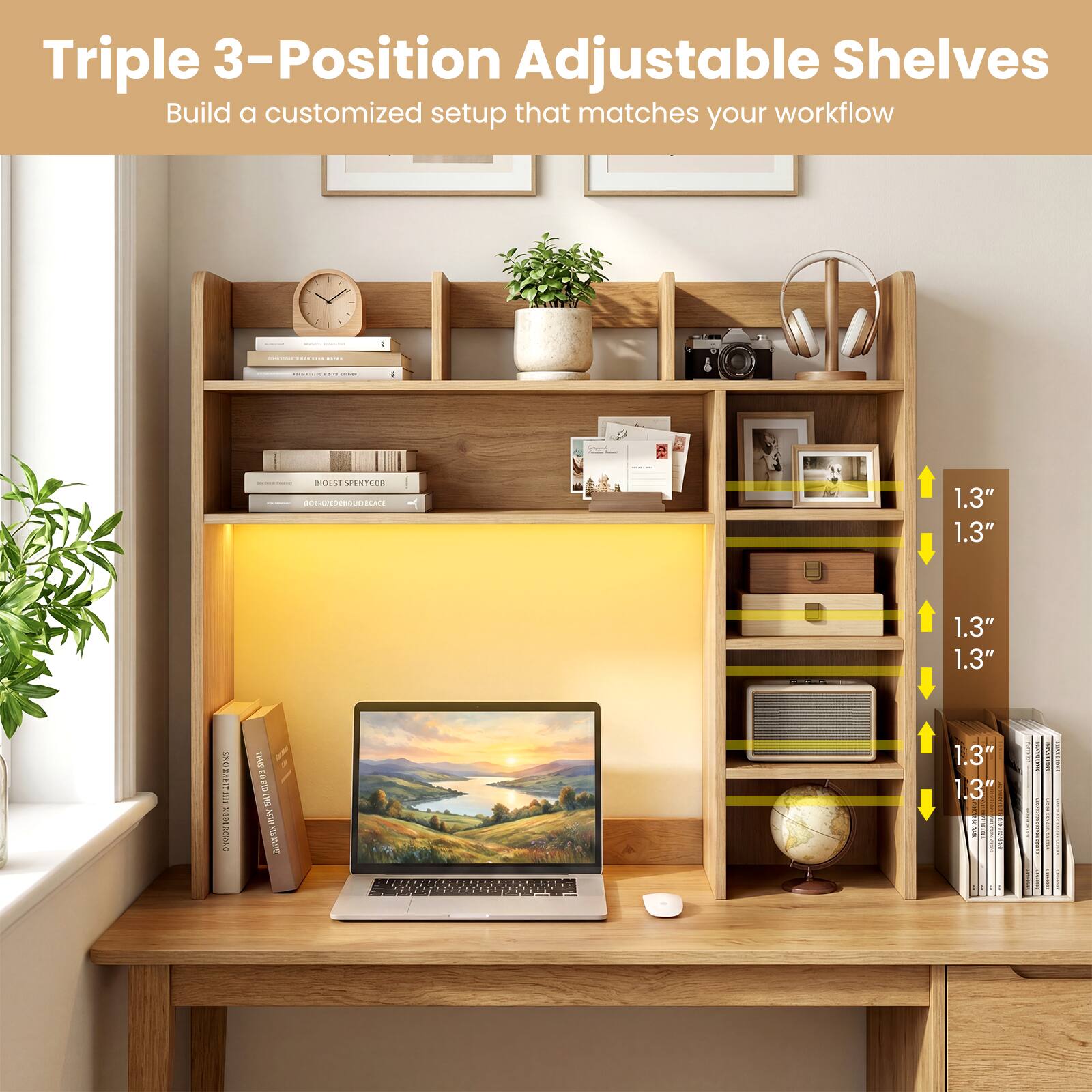 Triple 3-Position Adjustable Shelves  
Build a customized setup that matches your workflow