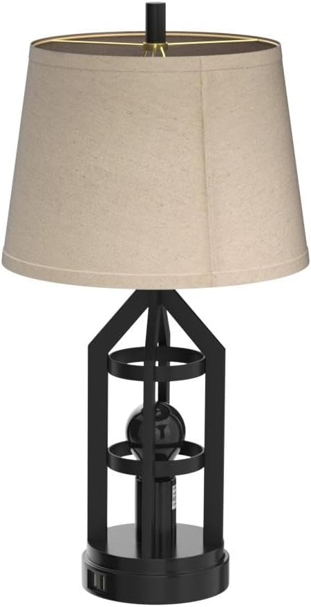 Back. Nordic Hygge - Farmhouse Table Lamps for Living Room Set of 2, 3-Way Dimmable Touch Control Bedside Lamps with 2 USB Charging Ports - Rustic Farmhouse.