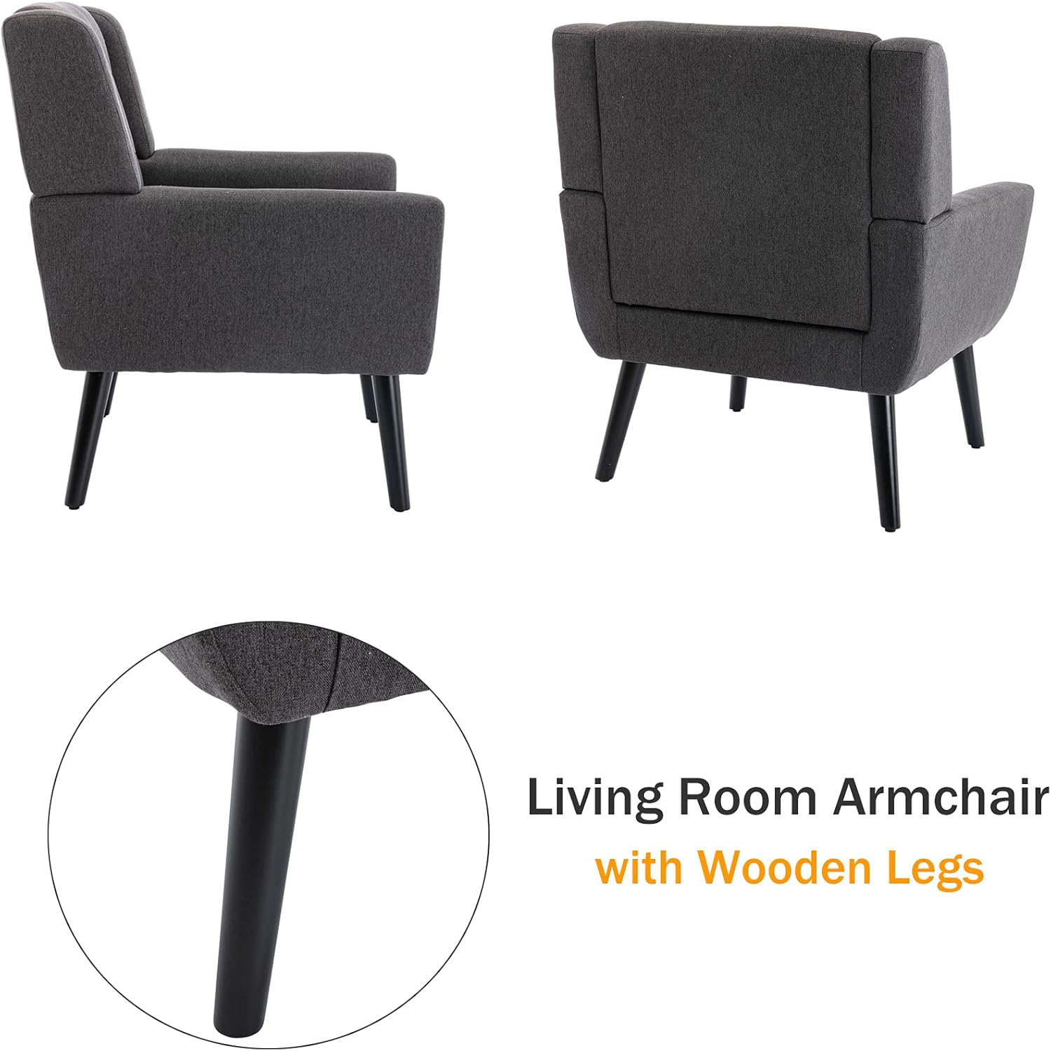 Living Room Armchair with Wooden Legs