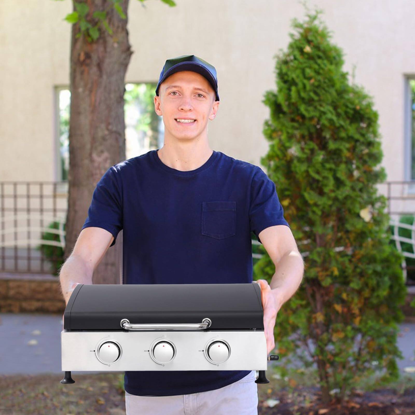 Alt View 1. Ecooso - 3-Burner Gas Grill, Outdoor Propane BBQ Grill for Patio Cooking - Black and Silver.