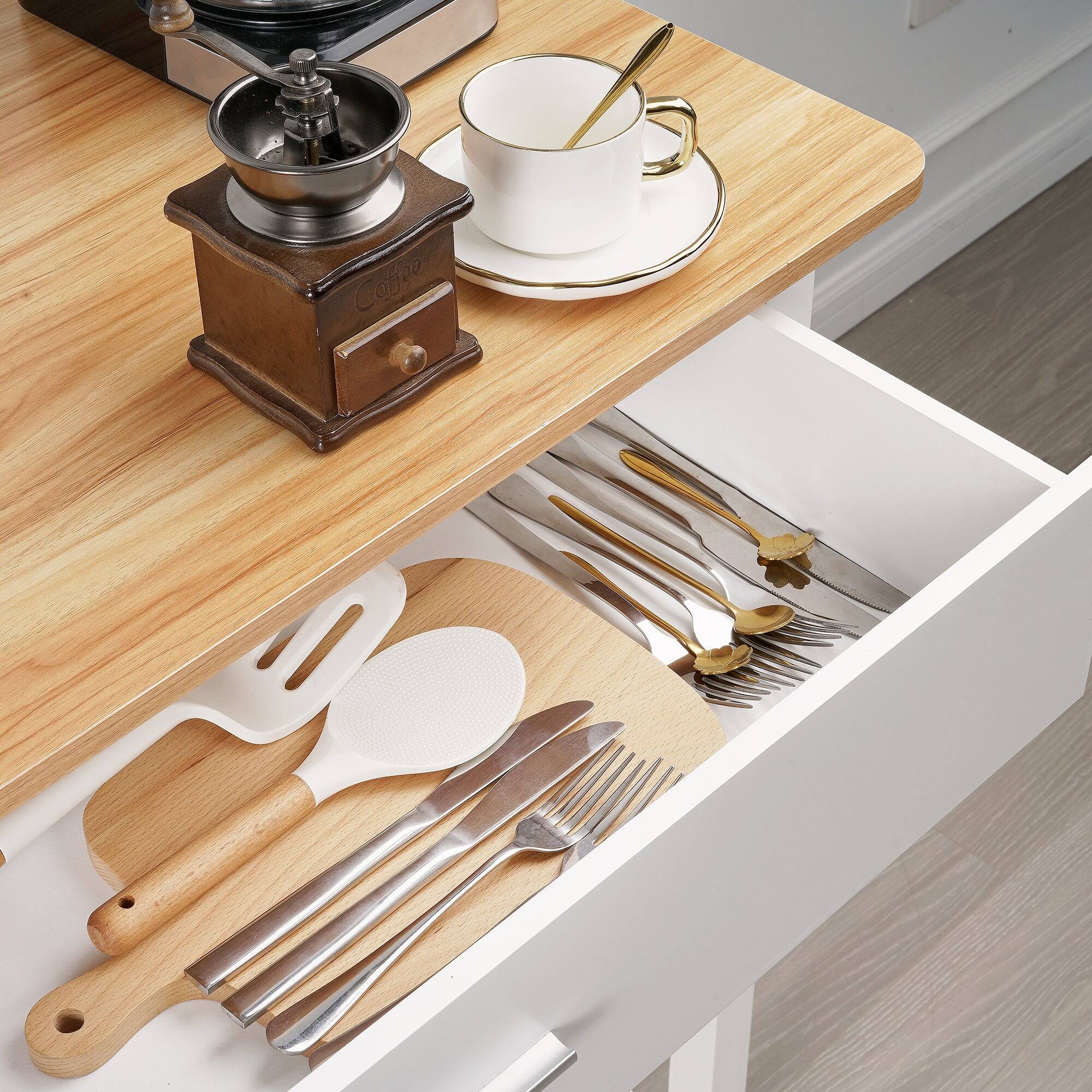 Back. Vecelo - 3 Tier Rolling Kitchen Cart with Power Outlet, Microwave Cart on Wheels, Storage Serving Cart with Charging Station - White.