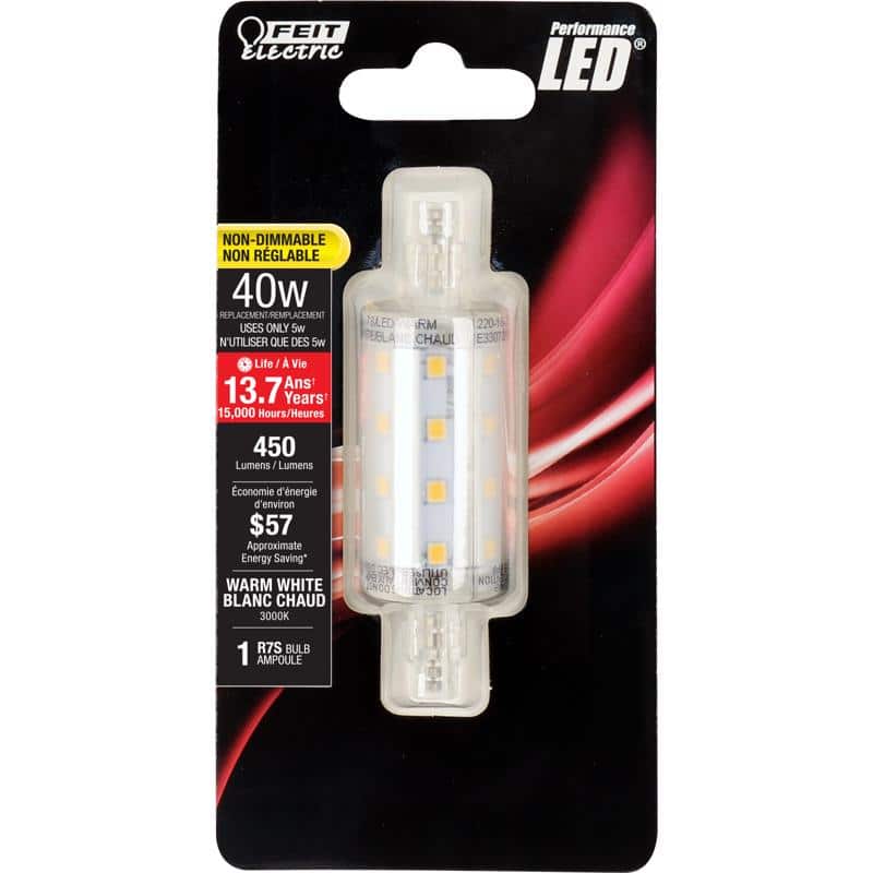 FEIT ELECTRIC - Performance LED R7S R7 LED Bulb Warm White 40 Watt Equivalence 1 pk