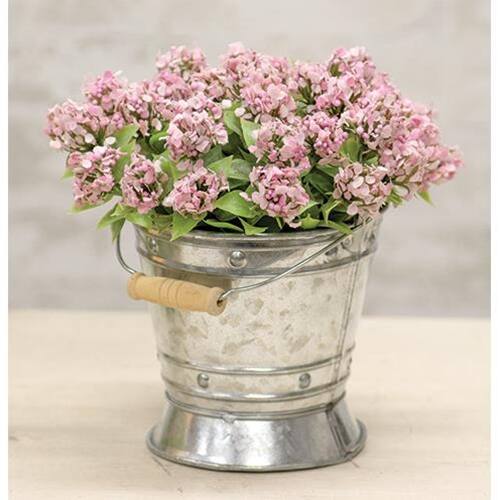 Angle. BreeBe - Galvanized Tin Pail w/Handle - Silver.