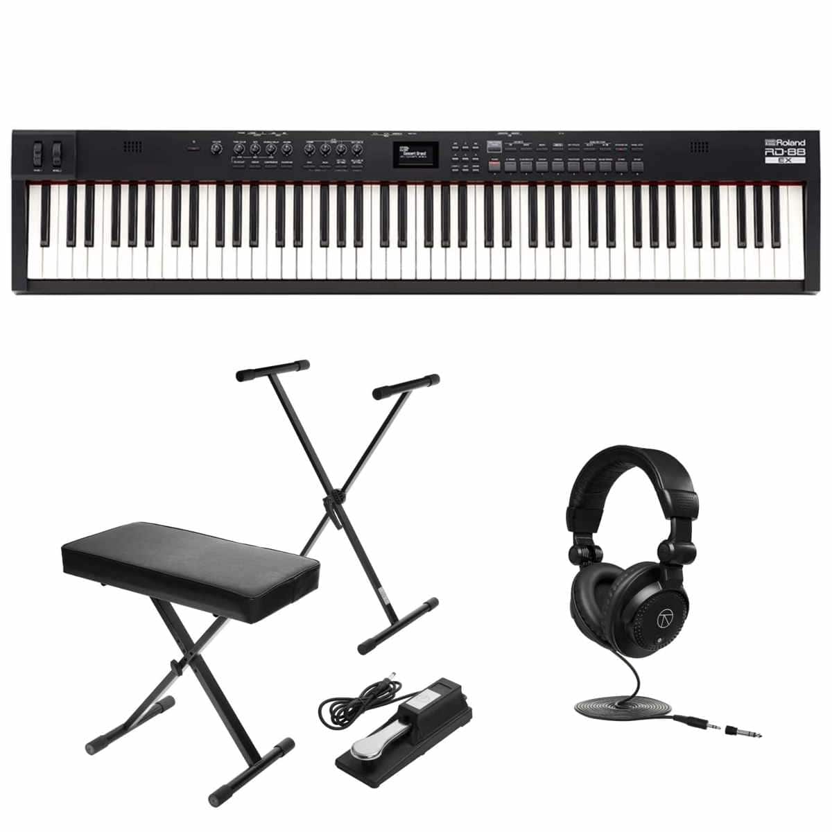 Roland - RD-88 EX 88-Key Digital Stage Piano Bundle With Stand, Bench Pedal and Headphones price history on PriceWatchPro