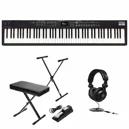 Roland - RD-88 EX 88-Key Digital Stage Piano Bundle With Stand, Bench Pedal and Headphones