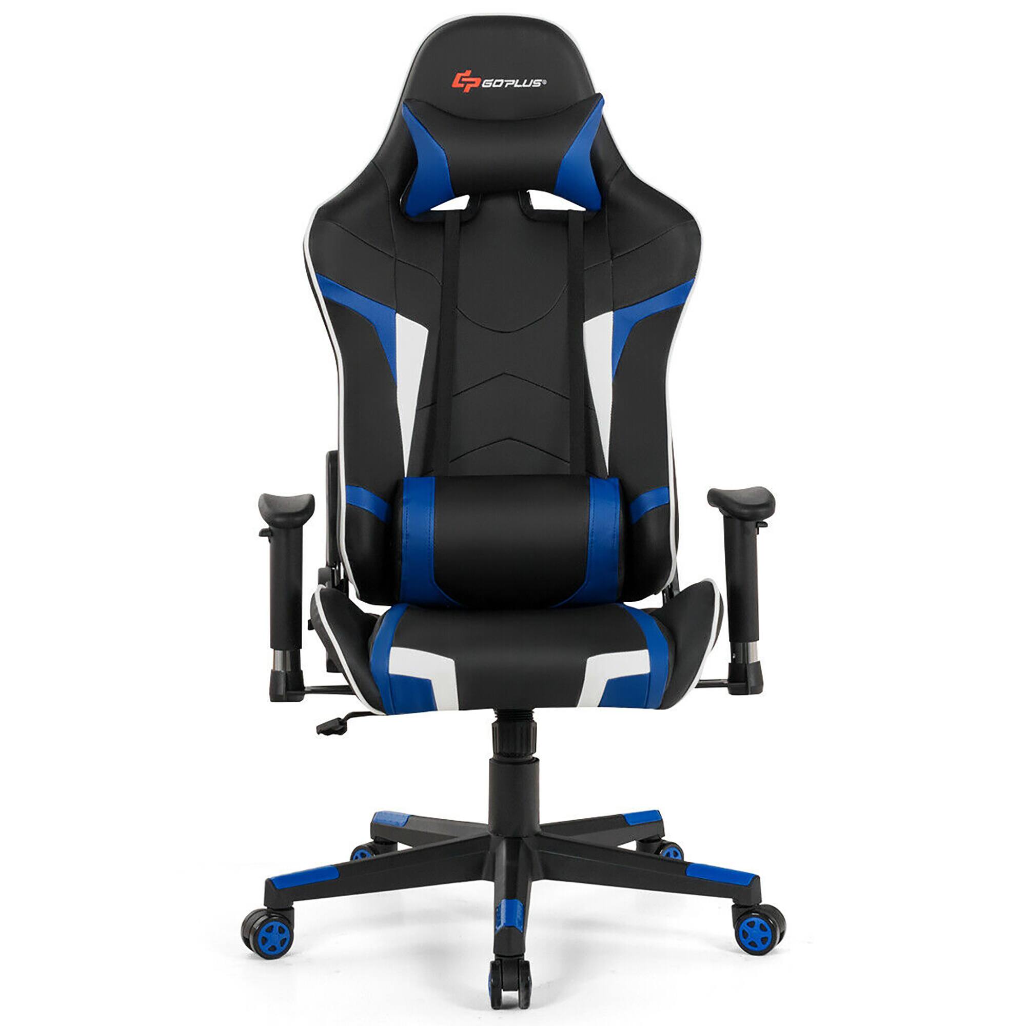 Alt View 17. Costway - Racing Massage Gaming Chair with Lumbar Support - Blue + Black.