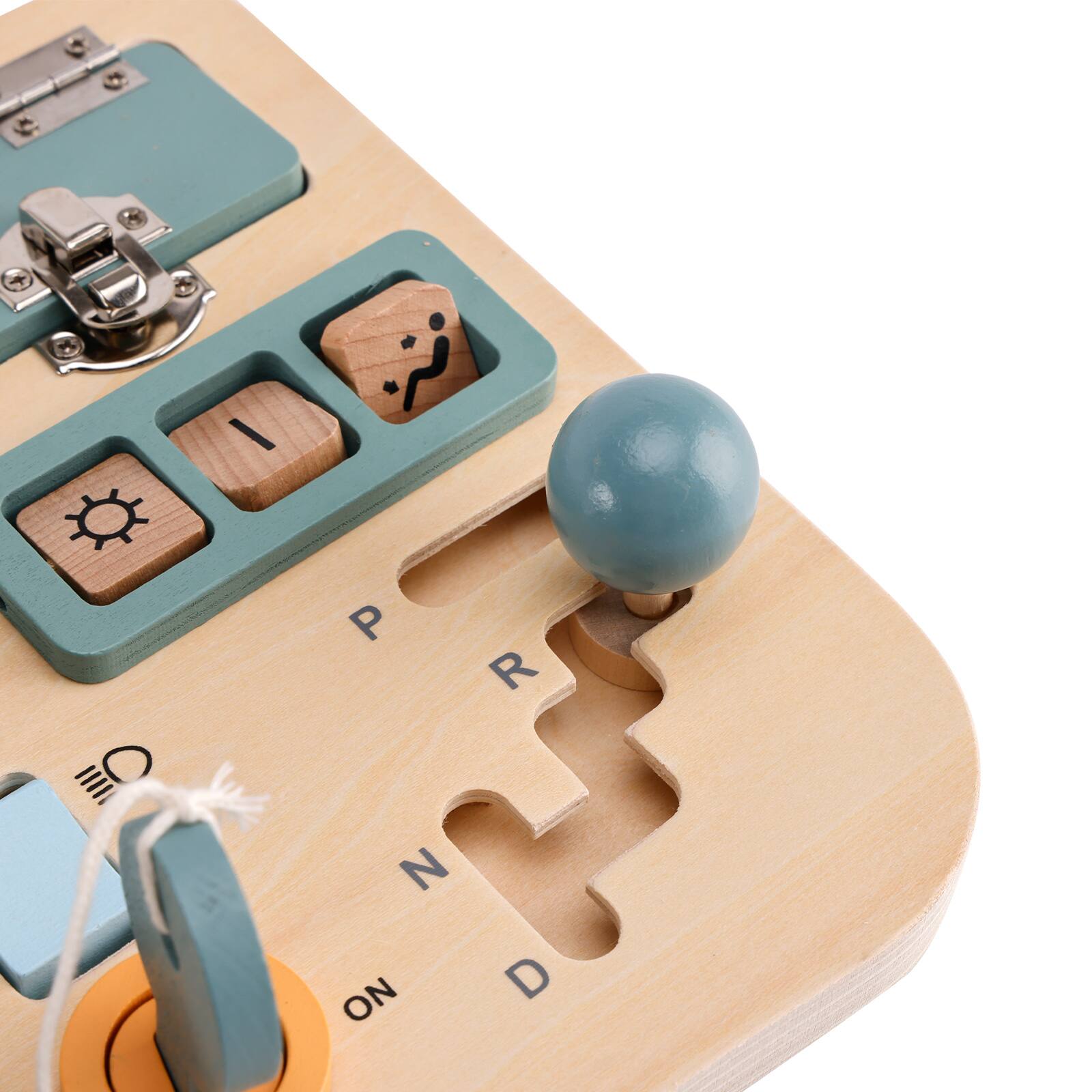 Alt View 5. Topteng - 10-in-1 Car Steering Wheel Busy Board, Wooden Montessori Toy with Locks & Gears for Toddlers, Gift for Ages 3+.