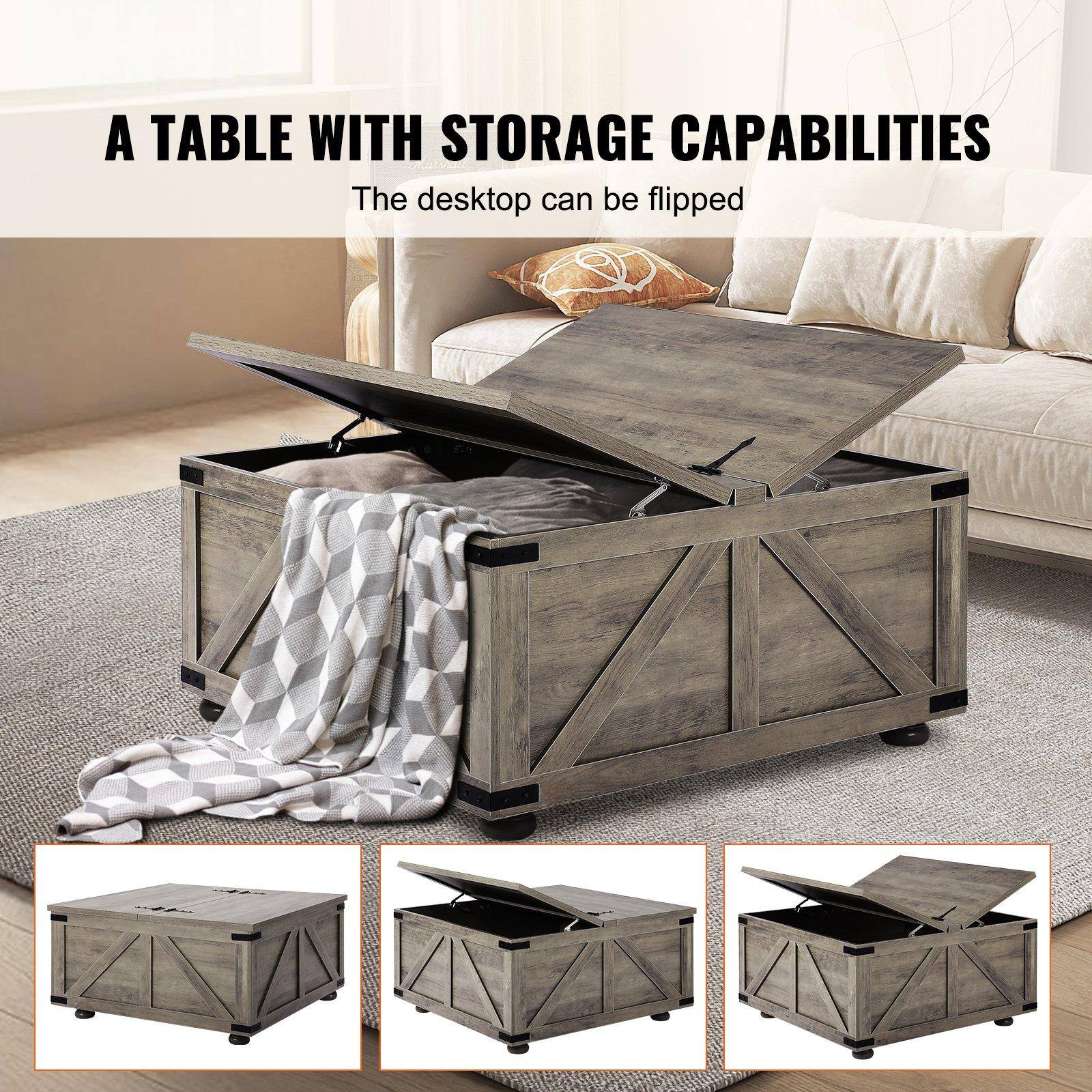 A TABLE WITH STORAGE CAPABILITIES  
The desktop can be flipped