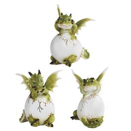FC Design - 3-PC 5.5"H Hear,See,Speak-No Evil Dragon Baby Hatch Egg Figurine Statue Office Desk Tabletop Gaming Home Decor - Multi-Color