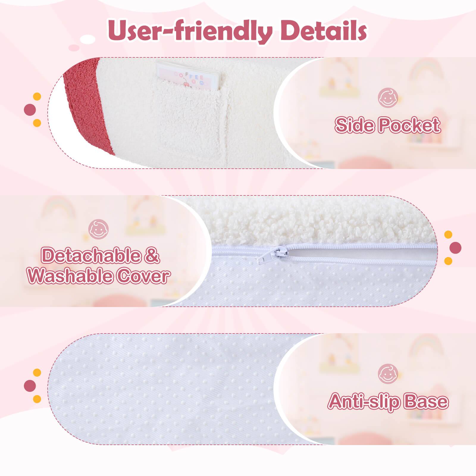 User-friendly Details

- Side Pocket
- Detachable & Washable Cover
- Anti-slip Base