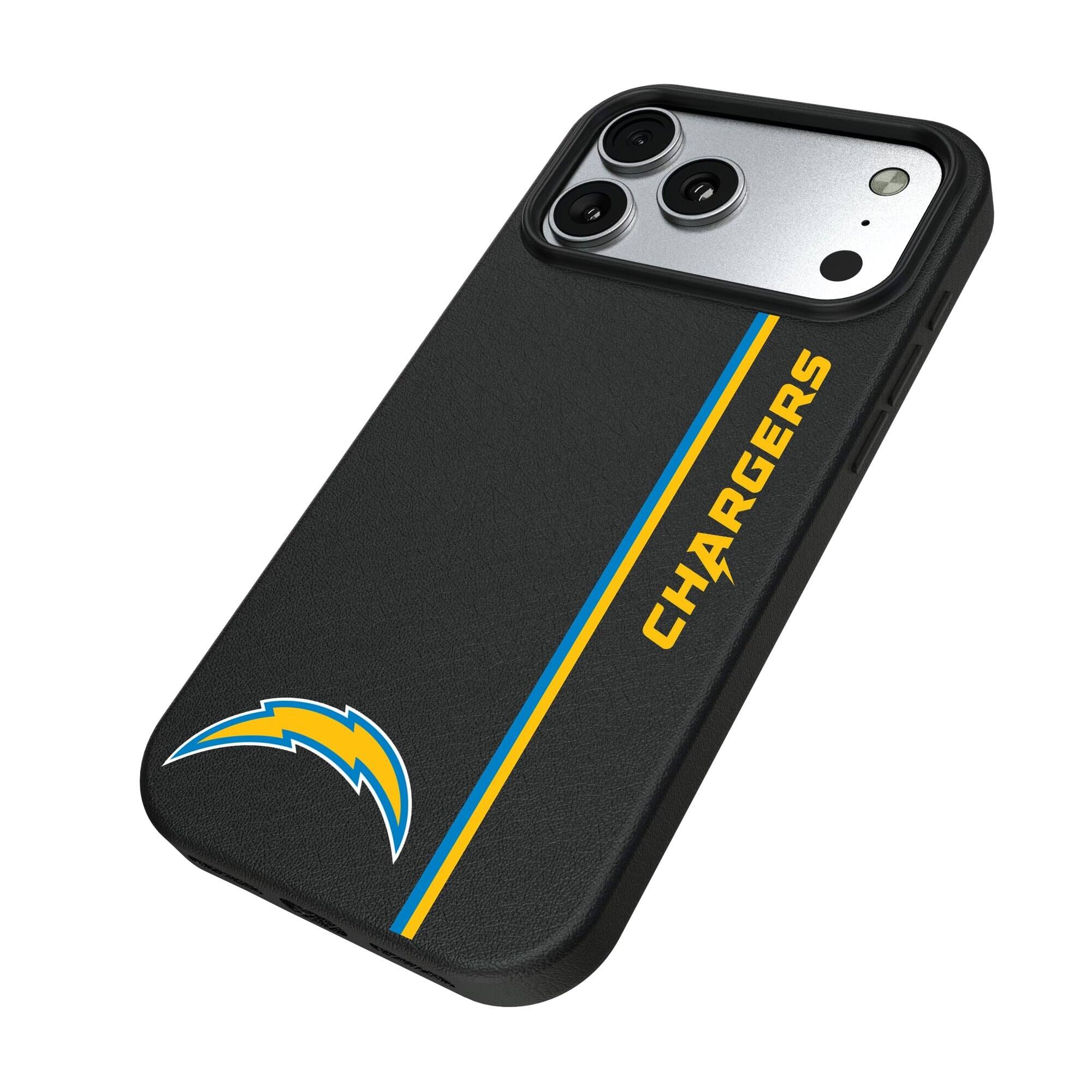 Alt View 1. Keyscaper - Los Angeles Chargers iPhone Magnetic Bump Case - 16 Pro - Black.