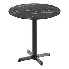 Emma + Oliver - PureShield Tabletop with Seam-Free Surface Innovation and Table Height X-Base - Black Faux Marble/Black Base