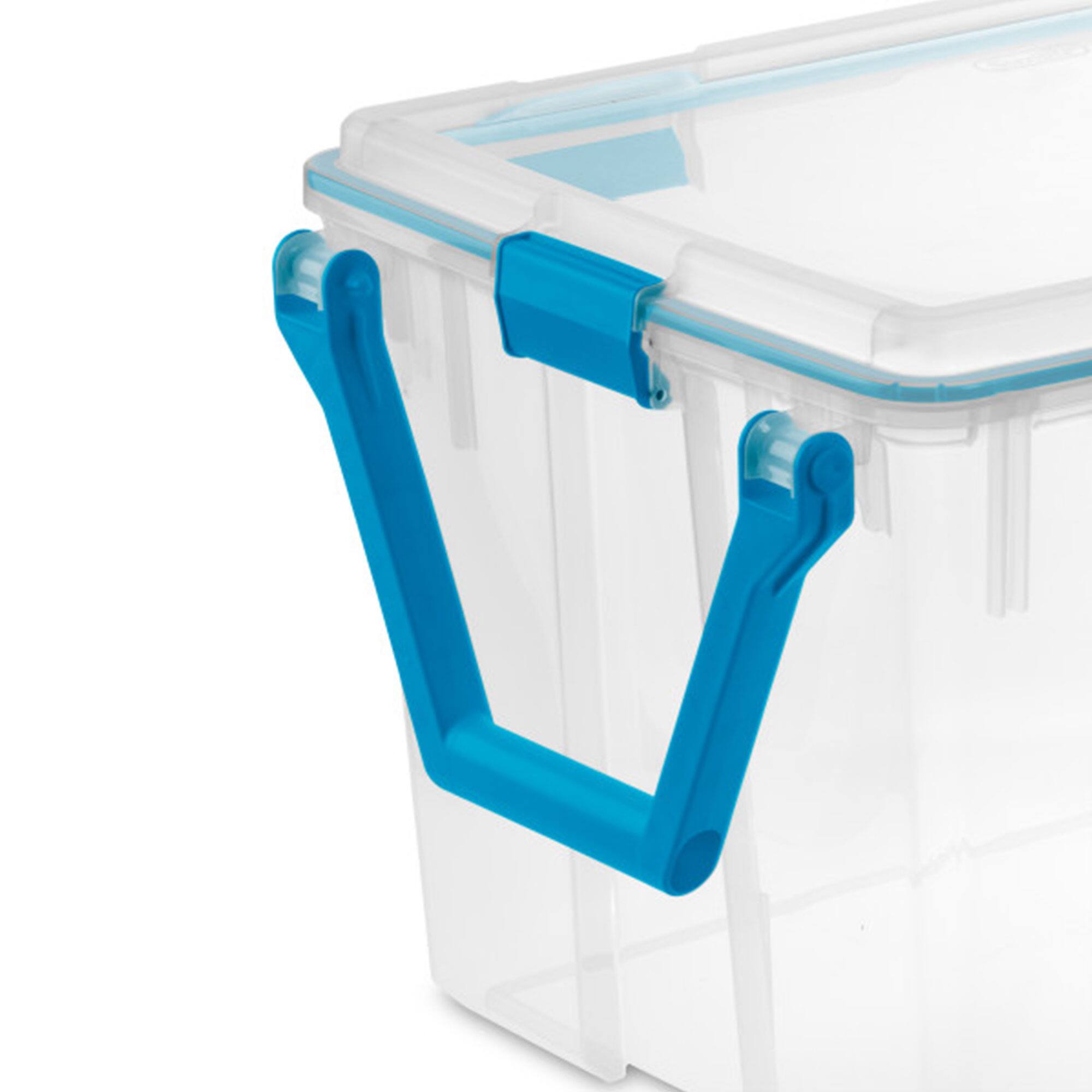 Alt View 7. Sterilite - Sterilite 120 Qt Wheeled Gasket Box Stackable Storage Bin with Latch Lid, 3 Pack - Clear.