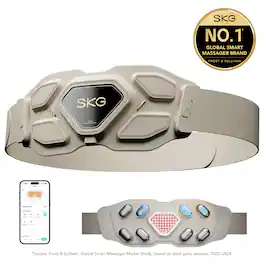 SKG - Lower Back Massager for Pain Relief Deep Tissue Christmas Gifts for Men Women Adjustable Cordless Heating Pad - White