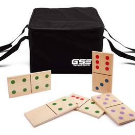 GSE Games & Sports Expert - 28 Piece Giant Wooden Dominoes with Multi-Color Dots for Outdoor Lawn Yard Games(Jumbo - 10"x5" Pieces)