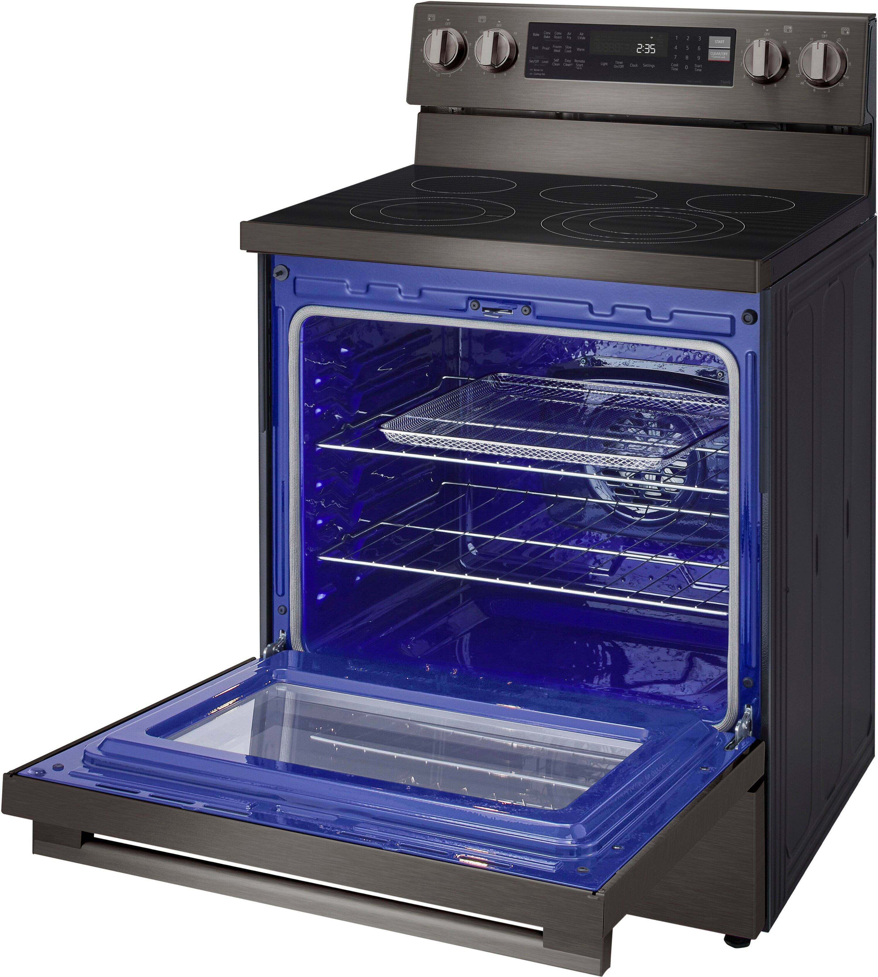 Alt View 7. LG - 6.3 Cu. Ft. Freestanding Electric True Convection Smart Range with Air Fry and Premium Handle - PrintProof Black Stainless Steel.