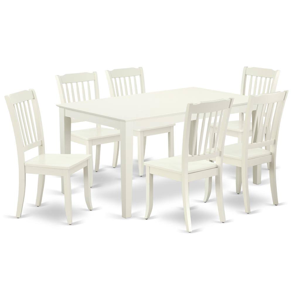 Back. East West Furniture - Dining Room Set Linen White - Brown.