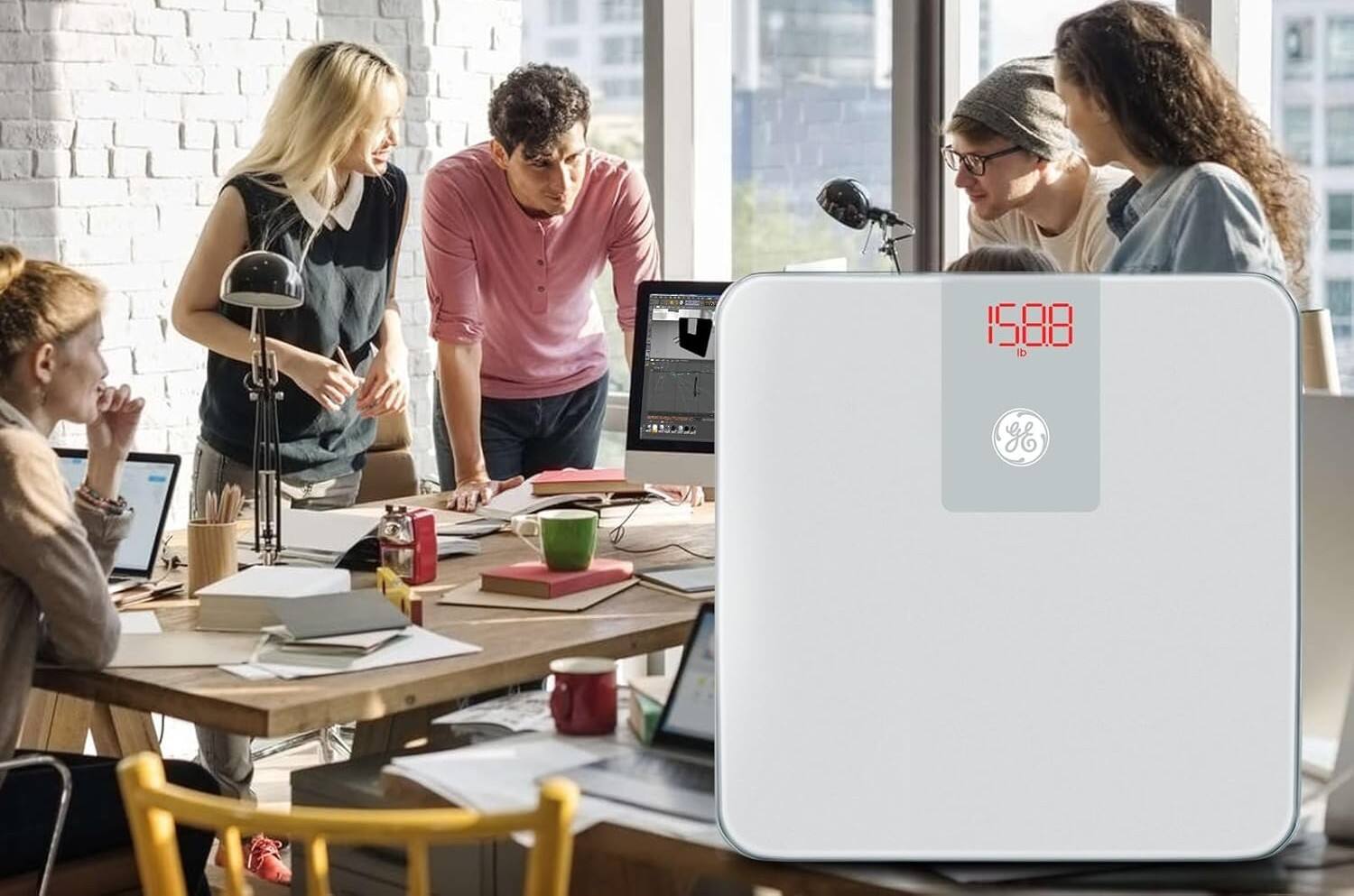 Alt View 4. FINEAK - Smart Bluetooth Digital Bathroom Scale for Weight & BMI - Silver Grey.