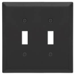 AMERELLE - Century Matte 2 gang Stamped Steel Toggle Wall Plate 1 pk - Black