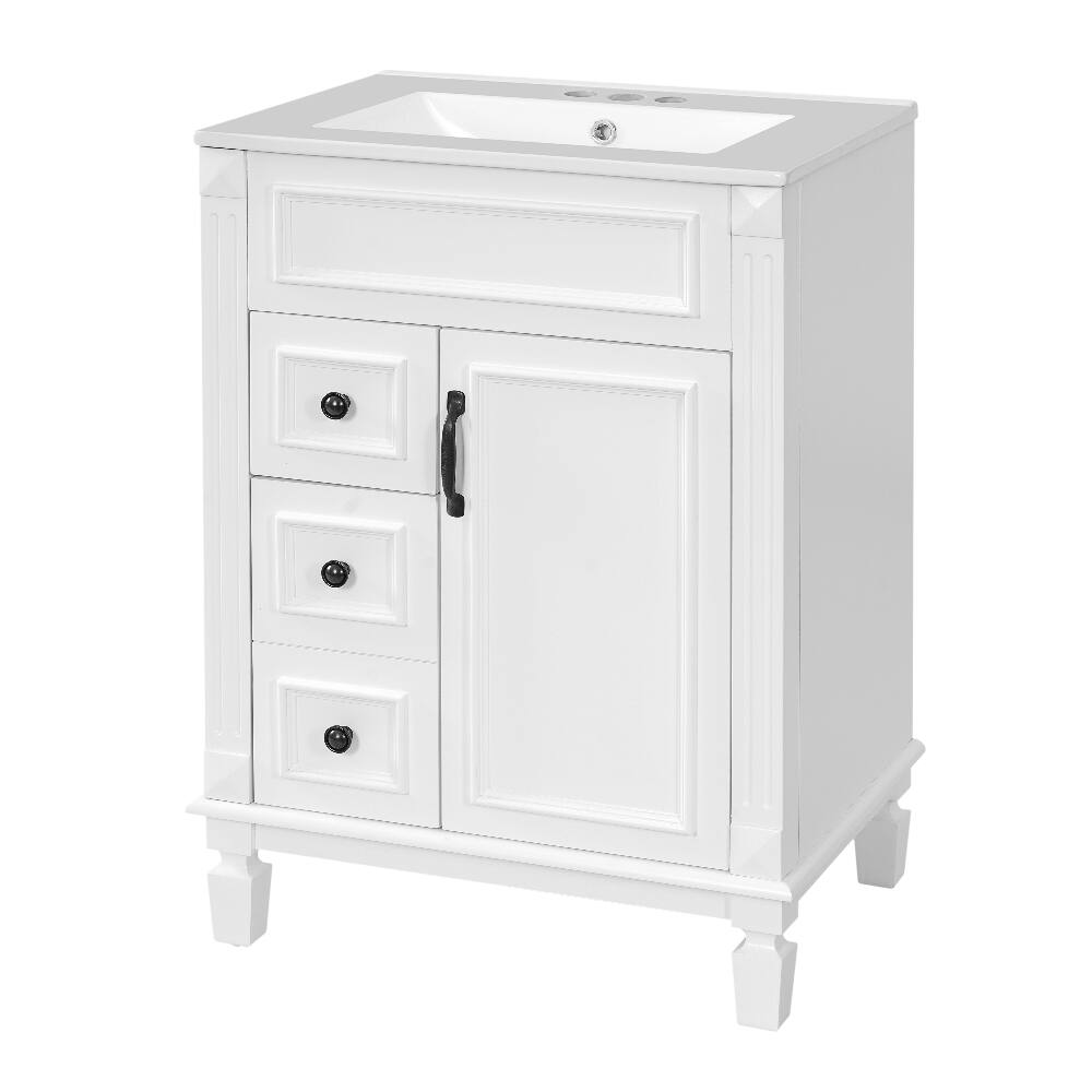 Alt View 7. Loheer - Loheer 24 inch bathroom vanity with sink White Small Bathroom Vanity with 2 Drawers and Adjustable Shelf - White.