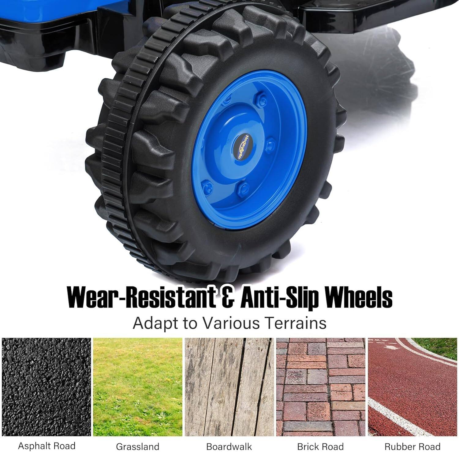 Wear-Resistant & Anti-Slip Wheels  
Adapt to Various Terrains  

Asphalt Road  
Grassland  
Boardwalk  
Brick Road  
Rubber Road