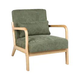 GOODSILO - Modern Accent Armchair with Solid Wood Frame and Detachable Lumbar Pillow for Living Spaces - Army Green