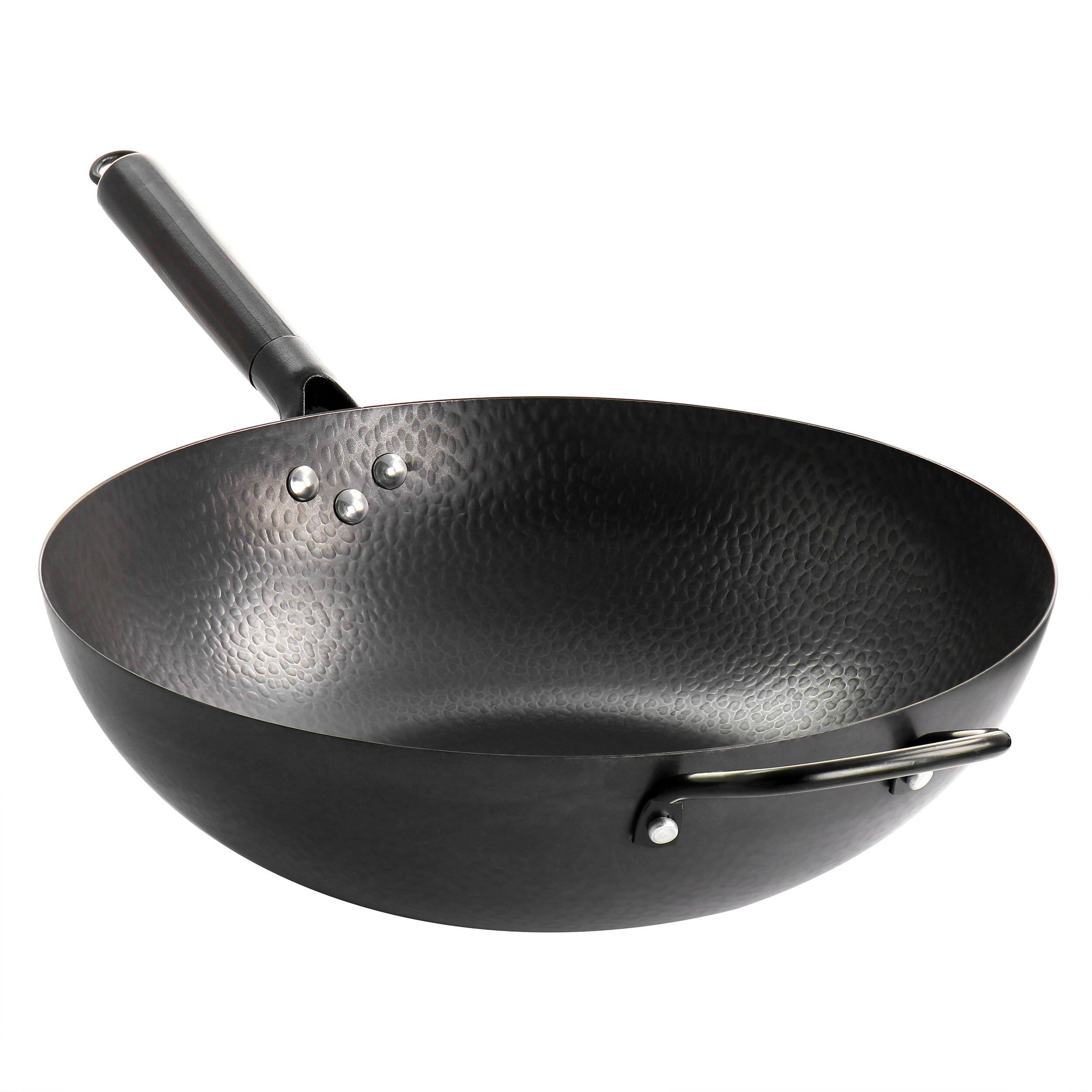 Front. Gibson - Gibson Home Hammered 13 Inch Heavy Gauge Carbon Steel Wok in Black - Black.