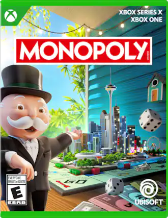 Xbox Series X Monopoly: Brand: Ubisoft. Age: Everyone. ESRB Rating: E. Monopoly is a game for everyone, from children to adults. - E (Everyone)