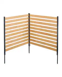 VEVOR - Wood Privacy Fence, 38" W x 42" L, 2-Panel Slatted Air Conditioner Fence Screen, Pool Equipment Enclosure - Wood color