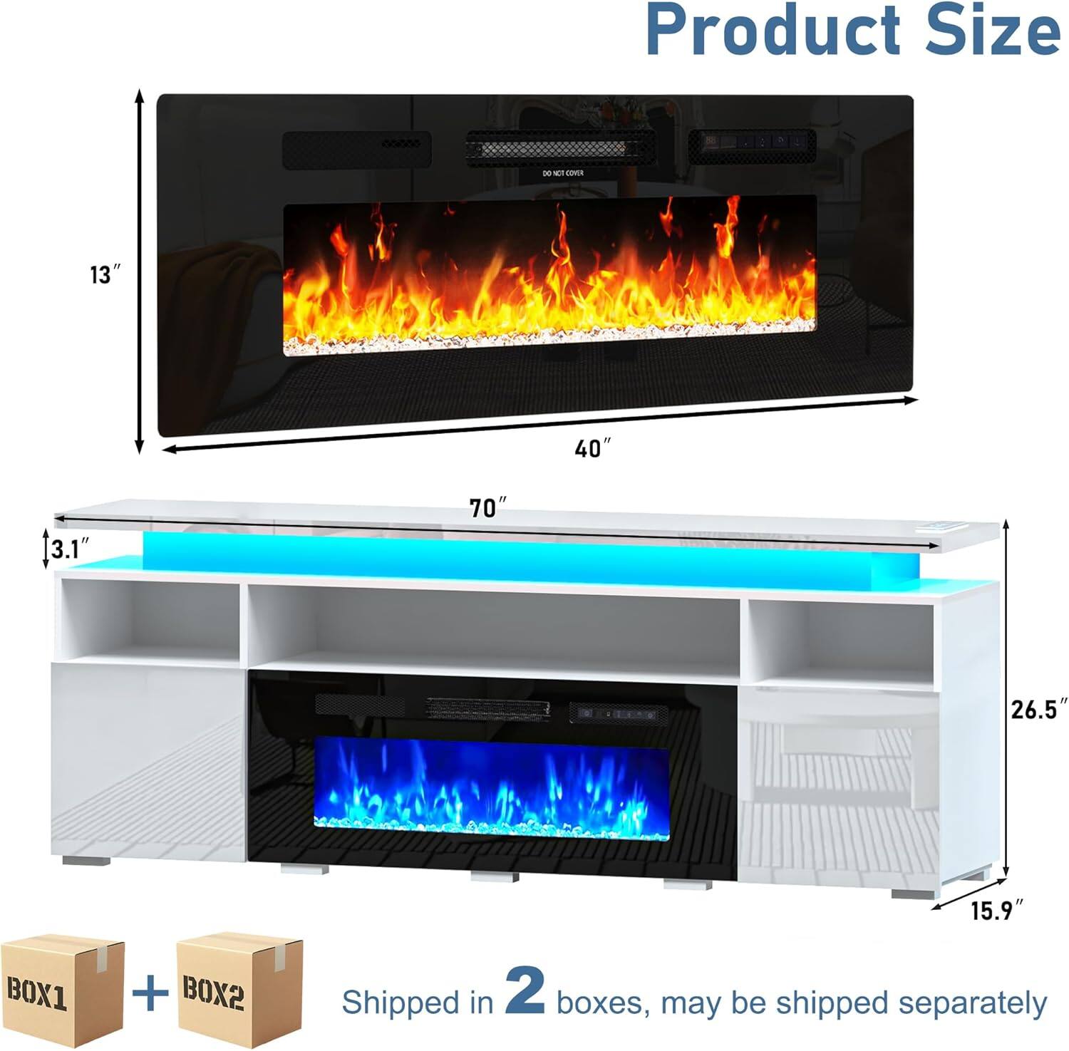 Product Size 6005 - - - COVIN 13" 40" 3.1" 70" 26.5" 15.9" BOX1 + BOX2 Shipped in 2 boxes, may be shipped separately