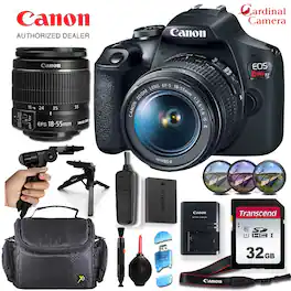Bundle - Canon - EOS Rebel T7 DSLR Camera with EF-S 18-55mm f/3.5-5.6 IS II Lens and Accessory - Black