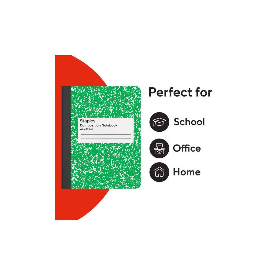 Staples Binding Staples Composition Notebook, 9.75” x 7.5”, Wide Ruled, 100 Sheets ...
