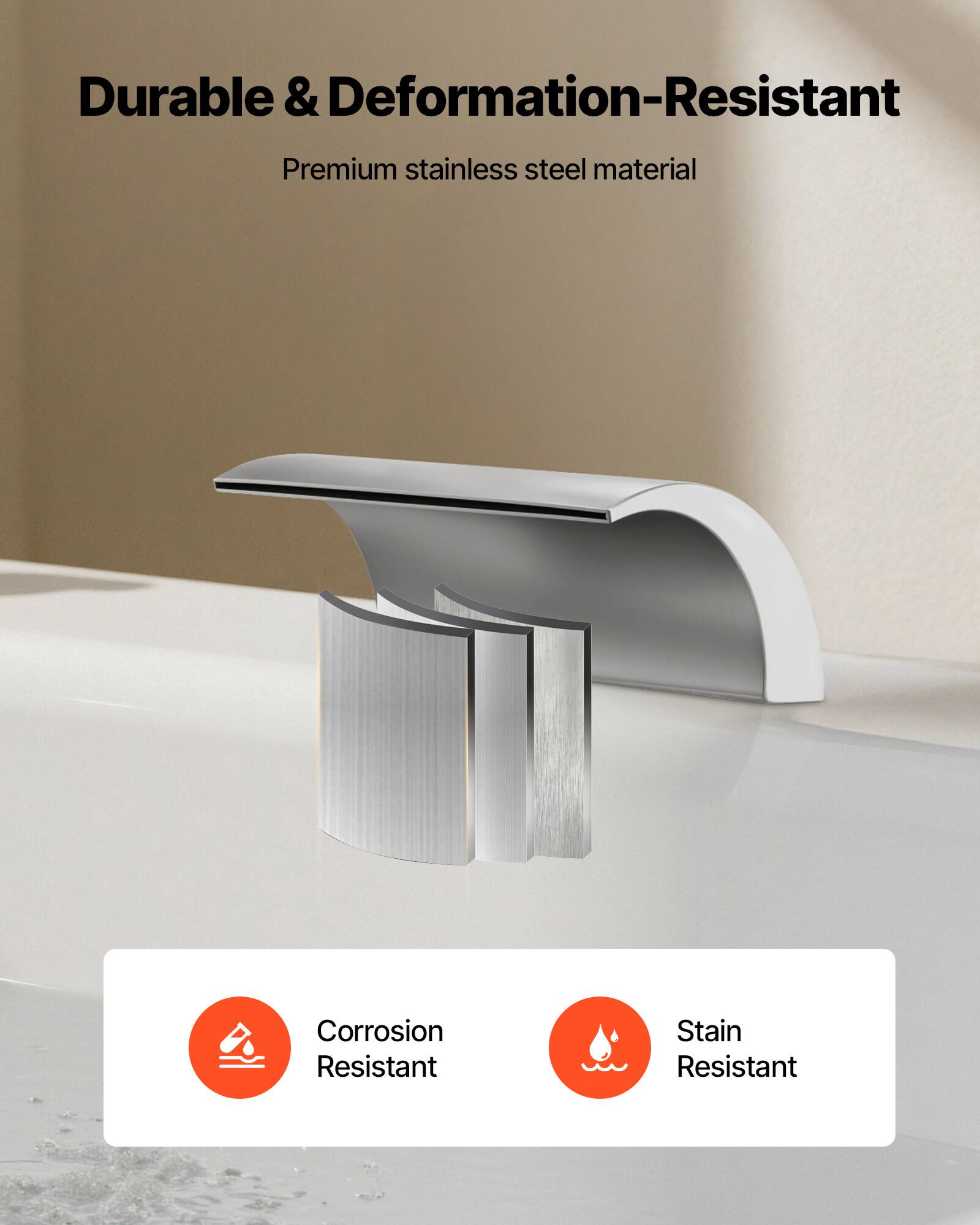 Durable & Deformation-Resistant  
Premium stainless steel material  

Corrosion Resistant  
Stain Resistant