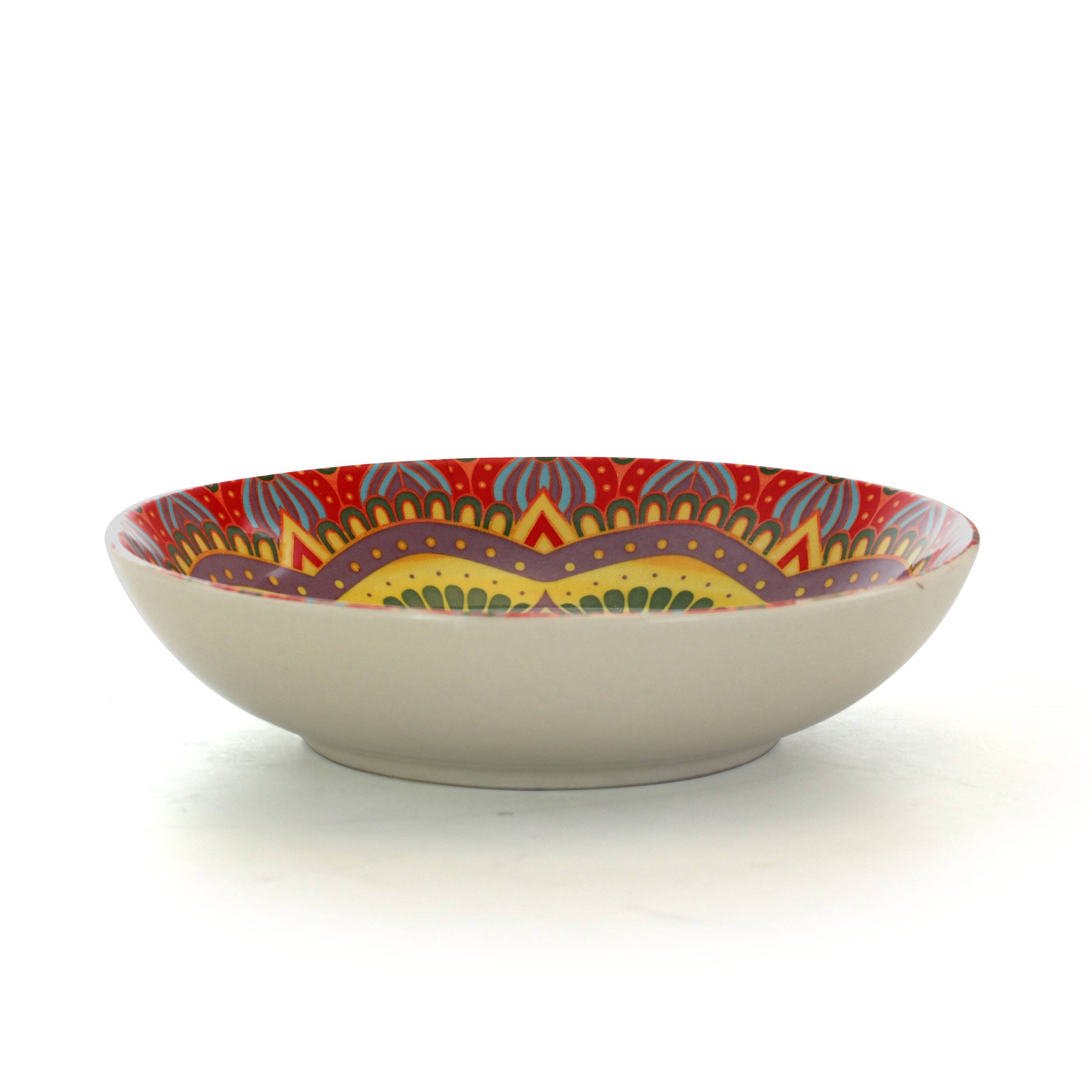 Alt View 2. Elama - Elama Zen Red Mozaik 16 Piece Luxurious Stoneware Dinnerware with Complete Setting for 4, 16pc - Red.