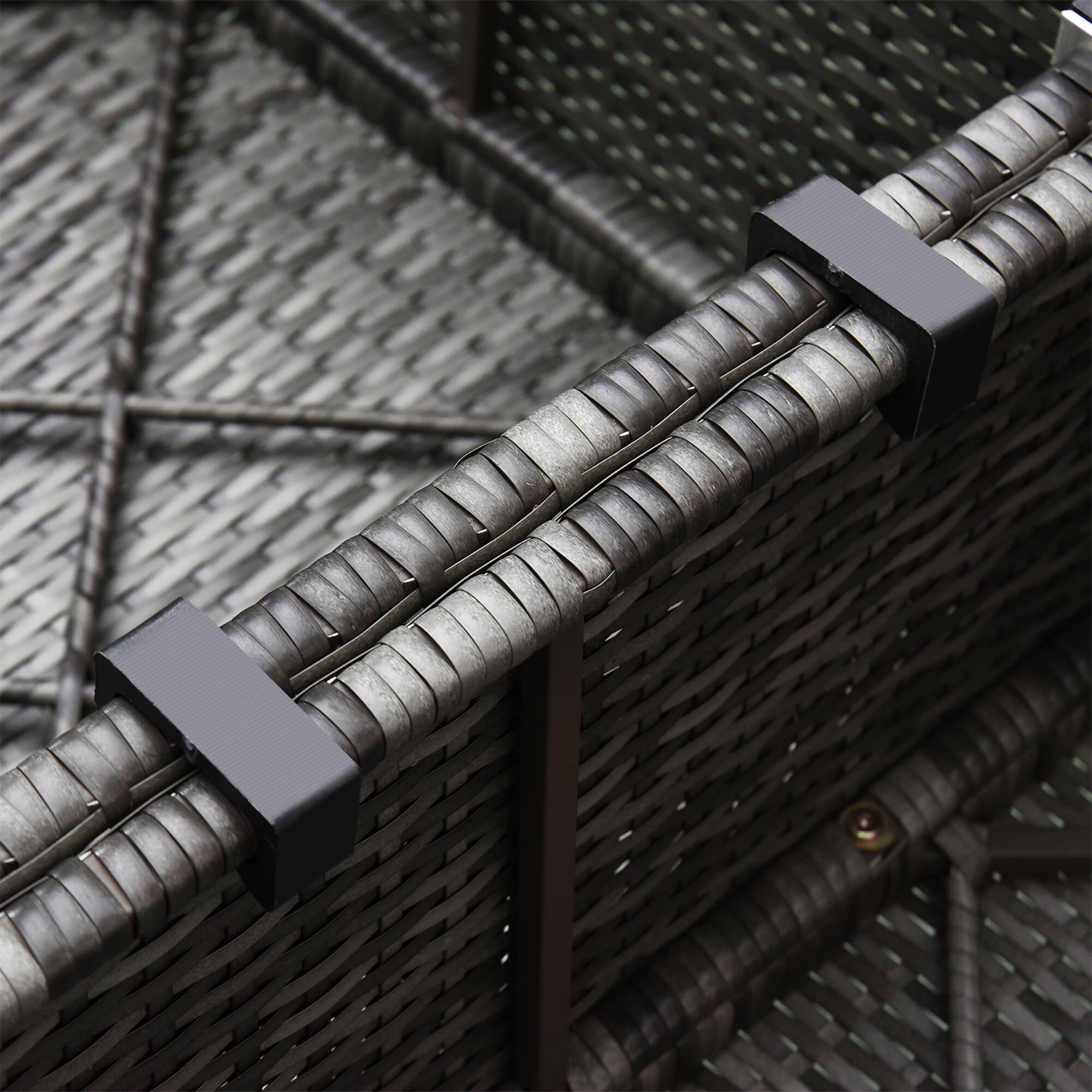 Alt View 8. Outsunny - 6 Piece Patio Furniture Set Outdoor Wicker Conversation Set All Weather PE Rattan Sectional Sofa Set with Ottoman - Mixed Gray, Charcoal.