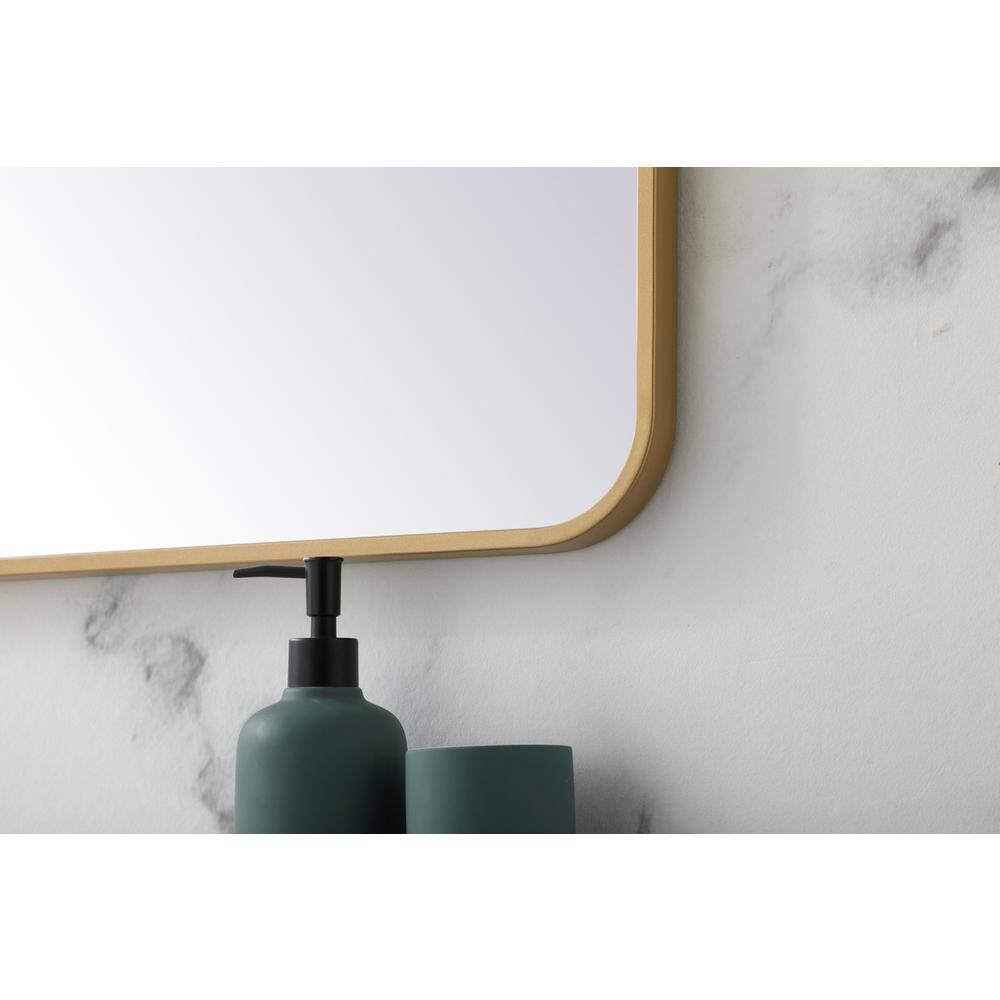 Alt View 2. Elegant Decor - Soft corner metal rectangular mirror 28x42 inch in Brass - Brass.