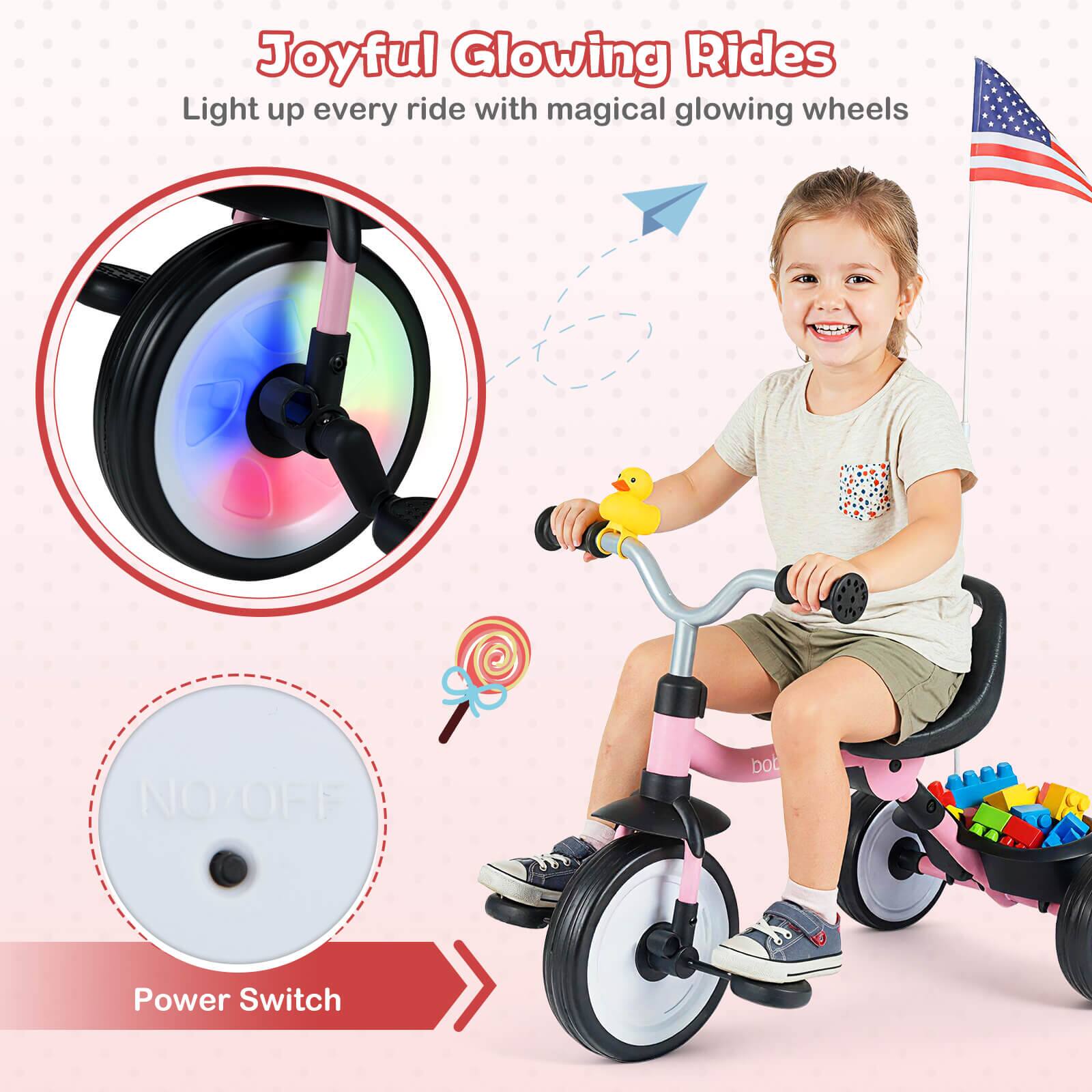 Joyful Glowing Rides  
Light up every ride with magical glowing wheels  

NO/OFF  
Power Switch