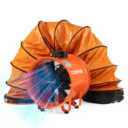 Costway - 14" Industrial Blower Fan with 25 FT Flexible Duct Hose, 7 Blades for Workshop - Orange + Black