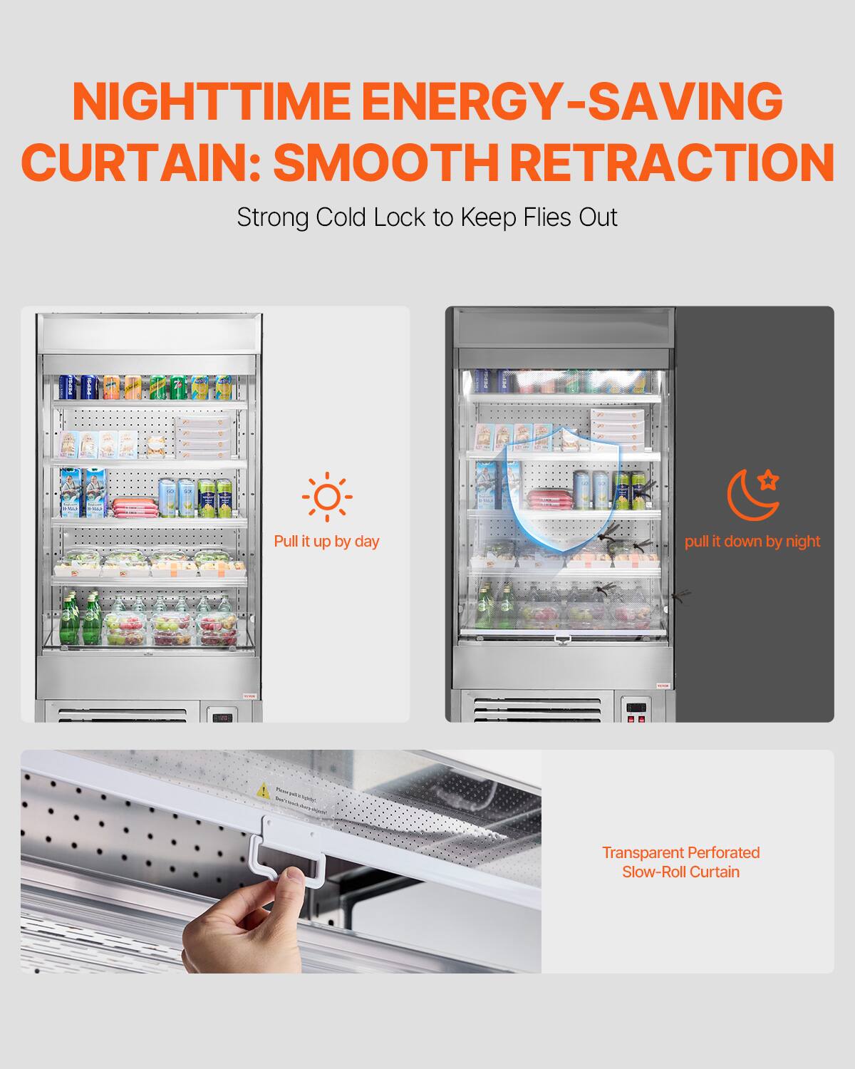 VEVOR Open Air Merchandiser, 4 Tier Shelving Commercial Refrigerator ...