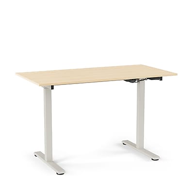 Front. Union & Scale - Union & Scale™ Essentials 48"W Electric Rectangular Adjustable Standing Desk, Natural (UN60415-CC) - Brown.